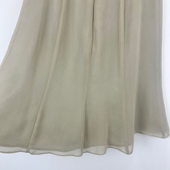Vintage Talbots Petite Silk Skirt A Line Gaudet Chiffon Khaki Knee Length US 8 - Picture 4 of 9